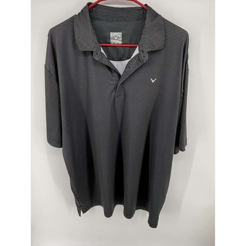 Callaway Opti-Dri Men's XL Gray Black Geometric Check Golf Polo Shirt